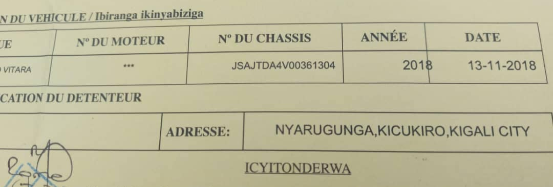 Suzuki grand Vitara Manuel, 2018 from Rwanda motor for sale only 16M